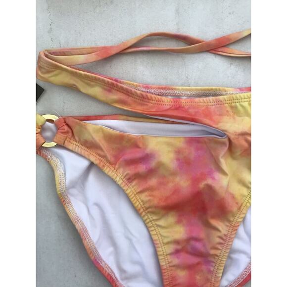 Yandy Swim Bikini Set Sunset Daydream Tie Dye High Waist Cut Out Swimwear - Picture 6 of 11